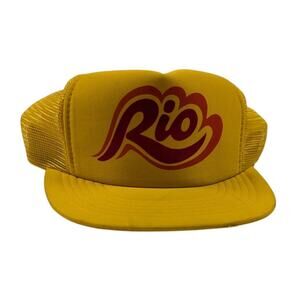 Vintage Rio Airlines Meshback Snapback Yellow Red Summer Bright Snapback Hat